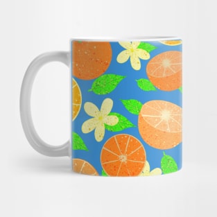 Orange fruit pattern - blue Mug